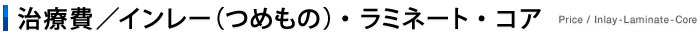 治療費／インレー（つめもの）・ラミネート・コア　Price / Inlay-Laminate-Core